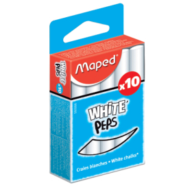 Мелки MAPED (Франция), набор 10 шт., белые, круглые, специальная формула "без пыли", 593500