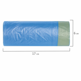 Мешки для мусора с завязками 30 л, синие, в рулоне 20 шт., прочные, ПНД 12 мкм, 50х60 см, LAIMA, 601395