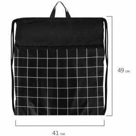 Мешок для обуви BRAUBERG БОЛЬШОЙ, с ручкой, карман на молнии, сетка, 49х41 см, "Checkered", 272404