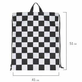 Мешок для обуви BRAUBERG большой удобный с ручкой, 51х41 см, "Black and White", 271595