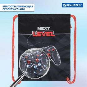 Мешок для обуви BRAUBERG PREMIUM, карман, подкладка, светоотражающие элементы, 43х33 см, "Next level", 270748