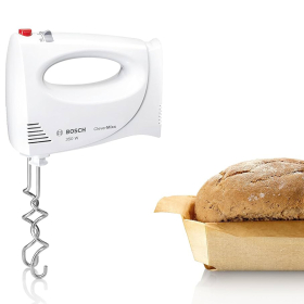 Миксер BOSCH MFQ3010, 300 Вт, 2 скорости, 2 венчика, 2 крюка для теста, белый