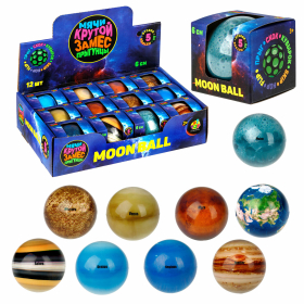 Мяч-прыгун КРУТОЙ ЗАМЕС Moon Ball "ПЛАНЕТЫ", 6 см, ассорти 4 цвета, 1TOY, Т26275