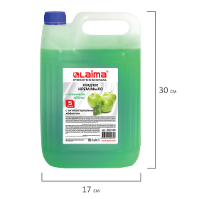 Мыло-крем жидкое 5 л, ЛАЙМА PROFESSIONAL "Яблоко", с антибактериальным эффектом, 600189