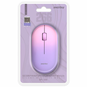 Мышь беспроводная бесшумная SMARTBUY 266AG-V, USB, 2 кнопки + 1 колесо, оптическая, фиолетовая, SBM-266AG-V