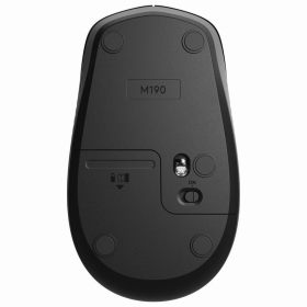 Мышь беспроводная LOGITECH M190, 2 кнопки + 1 колесо-кнопка, оптическая, черно-серая, 910-005905
