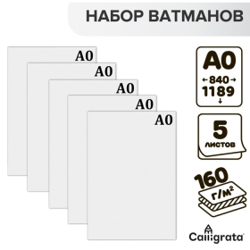 Набор 5л ватман чертежный А0 (840х1189) 160г/м2 ВА0