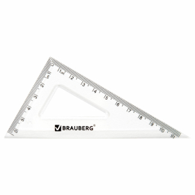 Набор чертежный BRAUBERG (линейка 20 см, 2 треугольника, транспортир), прозрачный, 210853