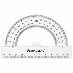 Набор чертежный BRAUBERG (линейка 20 см, 2 треугольника, транспортир), прозрачный, 210853