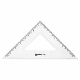 Набор чертежный BRAUBERG (линейка 20 см, 2 треугольника, транспортир), прозрачный, 210853