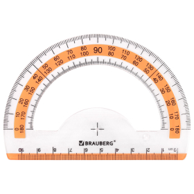 Набор чертежный средний BRAUBERG "FRESH ZONE" (линейка 20 см, 2 треугольника, транспортир), оранжевая шкала, 210763