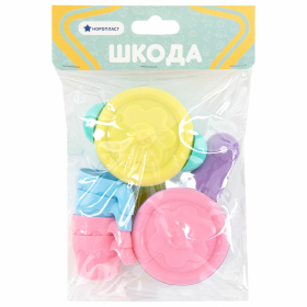 Набор игрушечной посуды "Маленькая хозяйка" 12 предметов, пластик, цвета ассорти, НОРДПЛАСТ, ШКД05