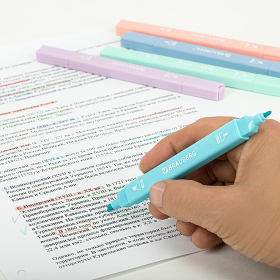 Набор текстовыделителей двусторонних 6 ПАСТЕЛЬНЫХ ЦВЕТОВ, BRAUBERG "Macaroon", линия 1-5 мм, 152513