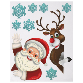 Наклейка для окон (1 штука) двусторонняя МНОГОРАЗОВАЯ 30х38 см, "Ассорти № 1", ЗОЛОТАЯ СКАЗКА, 591921