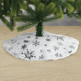 Новогодний коврик под елку белый c серебристыми снежинками, 60 см, полиэстер, ЗОЛОТАЯ СКАЗКА, 592158
