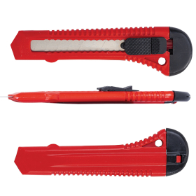 Нож канцелярский 18 мм КОМПЛЕКТ "2 шт. + 1 шт. В ПОДАРОК", фиксатор, блистер, STAFF EVERYDAY, 238769