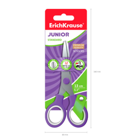 Ножницы ERICH KRAUSE "Standard Junior", 130 мм, цвет ассорти, в картонной упаковке с европодвесом, 35505