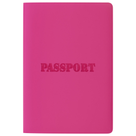 Обложка для паспорта, мягкий полиуретан, "PASSPORT", розовая, STAFF, 237605