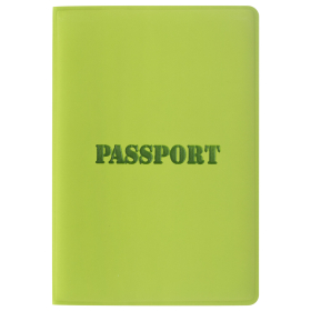 Обложка для паспорта, мягкий полиуретан, "PASSPORT", салатовая, STAFF, 237607