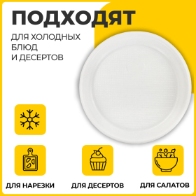 Одноразовые тарелки десертные, КОМПЛЕКТ 100 шт., пластик, d=170 мм, БЮДЖЕТ, белые, ПС, холодное/горячее, LAIMA, 600942