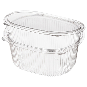 Одноразовый контейнер овальный 1000 мл С КРЫШКОЙ ЮП-РКС, КОМПЛЕКТ 420 шт., прозрачный ПЭТ, ЮУПМ6006