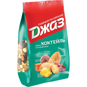 Орехи и сухофрукты ДЖАЗ "Коктейль", фундук, кешью, миндаль, папайя, ананас, изюм, 300 г, 76