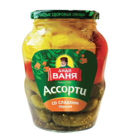 Овощное ассорти ДЯДЯ ВАНЯ маринованное (огурцы, томаты и перец сладкий), 680 г, 26237