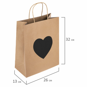 Пакет подарочный КОМПЛЕКТ 7 шт., 26x13x32 см, скретч-слой + стилус, "Heart on Kraft", ЗОЛОТАЯ СКАЗКА, 591971