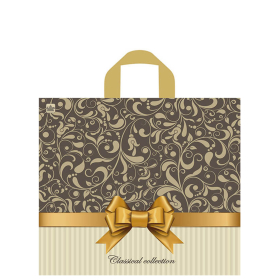 Пакет с петлевой ручкой ПВД, 34х40 см, "Бежевый узор", 70 мкм, н00128915