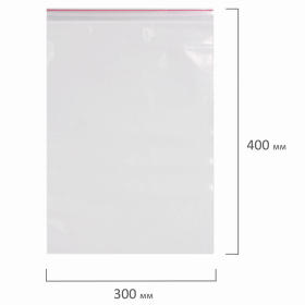 Пакеты с замком ZIP LOCK "зиплок", комплект 100 шт., 300х400 мм, ПВД, толщина 40 микрон, BRAUBERG, 606218