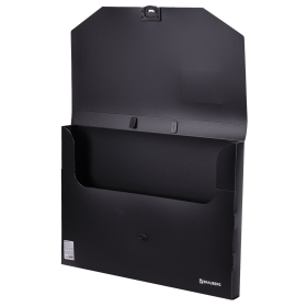 Папка-портфель пластиковая БОЛЬШОГО ФОРМАТА BRAUBERG "ПОРТФОЛИО", А3 (445х310х30 мм), черная, РОССИЯ, 226023