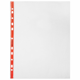 Папки-файлы перфорированные с цветными полосками А4 BRAUBERG, КОМПЛЕКТ 100 шт., гладкие, 30 мкм, 271827