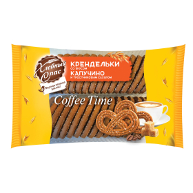 Печенье-крендельки ХЛЕБНЫЙ СПАС "Coffee Time" сдобное, со вкусом капучино, 320 г, пакет, 00-2226520