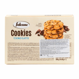 Печенье в индивидуальной упаковке сахарное FALCONE "Cookies" с молочным шоколадом, 200 г, ИТАЛИЯ, MC-00013546