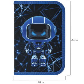 Пенал BRAUBERG, 1 отделение, полиэстер, 21х14 см, "Evil robot", 272328