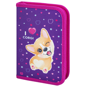 Пенал BRAUBERG, 1 отделение, полиэстер, 21х14 см, "I love corgi", 271530