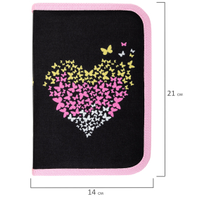 Пенал BRAUBERG, 1 отделение, полиэстер, 21х14 см, "Shining heart", 272326