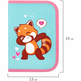 Пенал ПИФАГОР, 1 отделение, полиэстер, 19х13 см, "Red panda", 272283