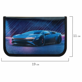 Пенал ЮНЛАНДИЯ, 1 отделение, металлизированный картон, конгрев, 19х11 см, "Street power", 272282