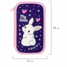 Пенал ЮНЛАНДИЯ, 3 отделения, картон с эффектом soft-touch, 19х11 см, "Fluffy tail", 272265