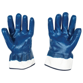 Перчатки хлопковые SCAFFA NBR4530, маслобензостойкие, облив нитрил, крага, размер 11 (XXL), синие, 00-00012462