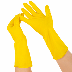 Перчатки МНОГОРАЗОВЫЕ латексные "Для деликатной уборки", размер L (большой), вес 29 г, KOMFI, DGL018L