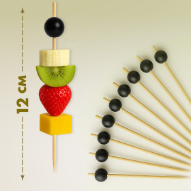 Пики для канапе бамбуковые "Жемчужина Черная", 12 см, 100 шт., КП, 138292