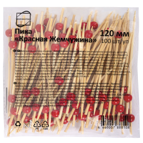 Пики для канапе бамбуковые "Жемчужина Красная", 12 см, 100 шт., КП, 139418