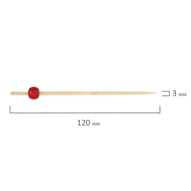 Пики для канапе бамбуковые "Жемчужина Красная", 12 см, 100 шт., КП, 139418