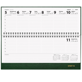 Планинг датированный 2026 300х130 мм, STAFF, гребень, обложка бумвинил, 64 л., зеленый, 117361