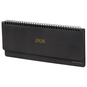 Планинг датированный 2026 305х140 мм BRAUBERG "Iguana", под кожу, черный, 117224