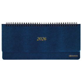 Планинг датированный 2026 305х140 мм BRAUBERG "Iguana", под кожу, синий, 117226