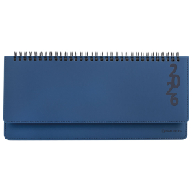 Планинг датированный 2026 305х140 мм BRAUBERG "Up", под кожу, синий, 117235