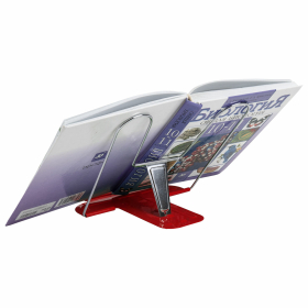 Подставка для книг и учебников BRAUBERG LINE+, металлическая, красная, европодвес, 238070